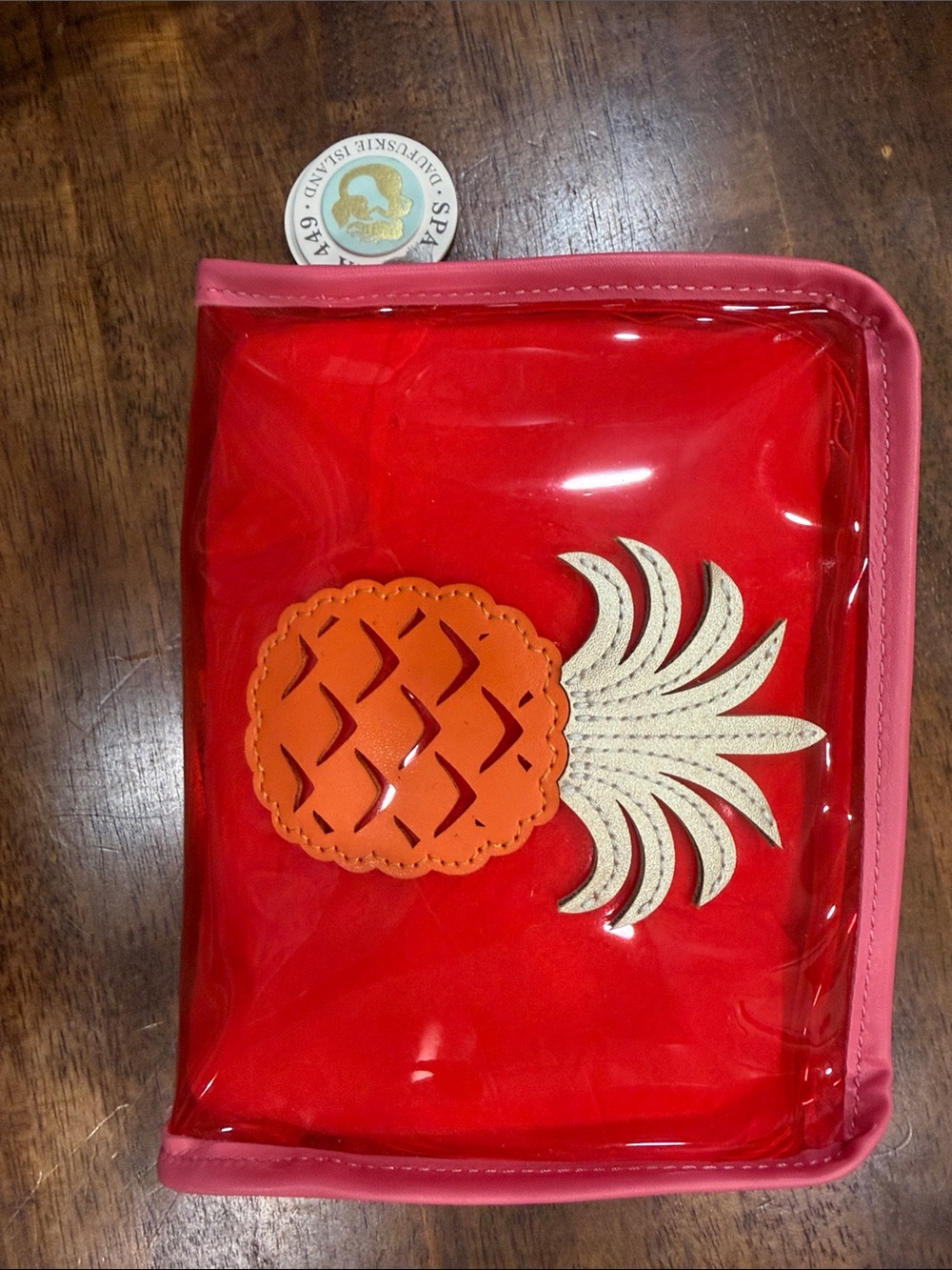 Spartina 449 Red Clear Mini Bag with Orange & Cream Pineapple
